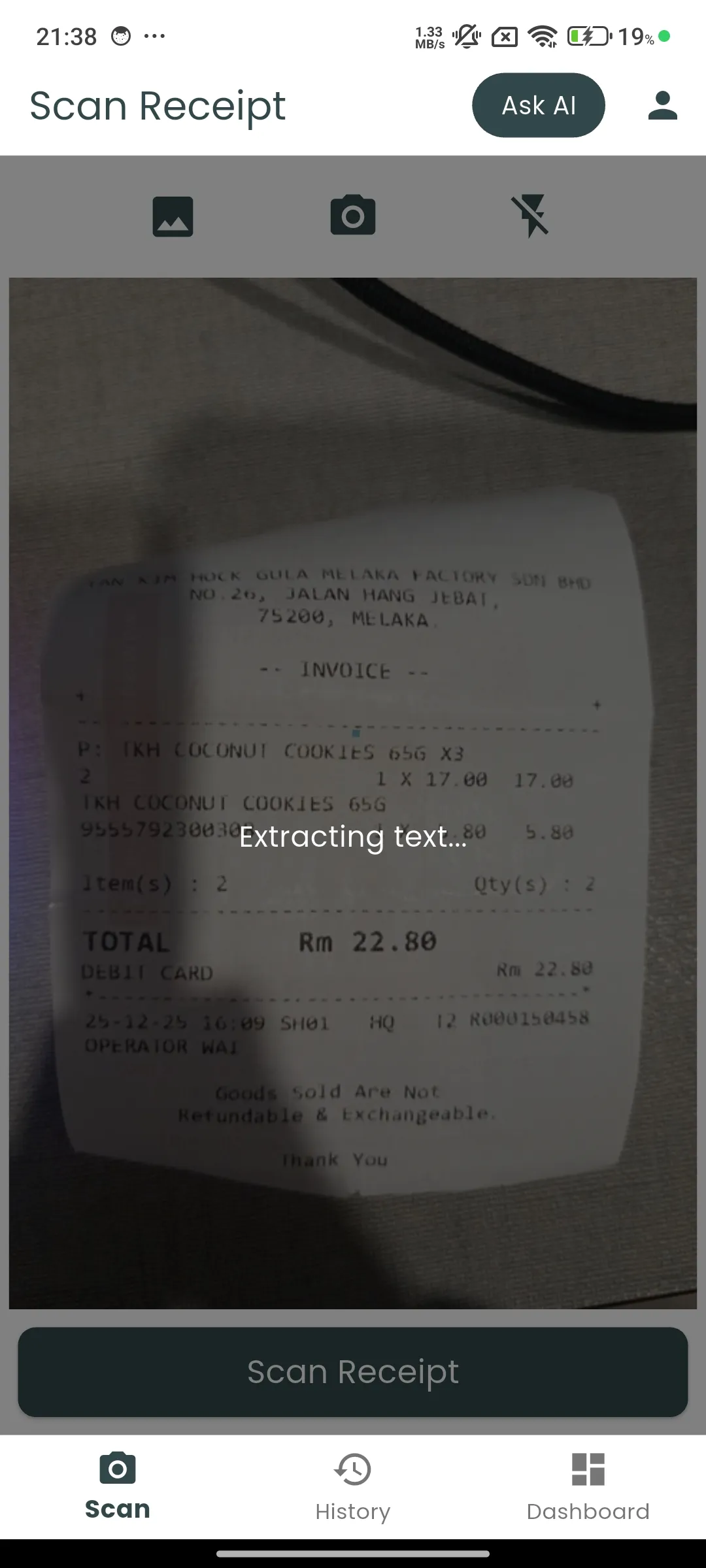 Smart Expense Tracker App: Upload Receipt