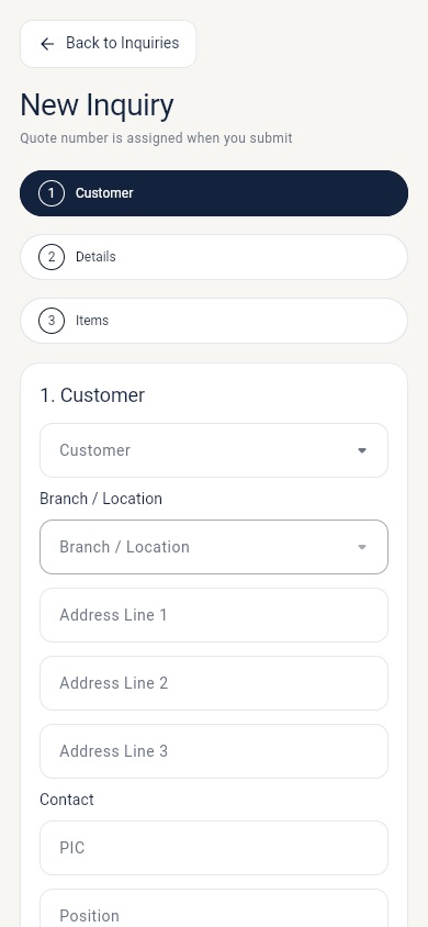 OWAYS: New Inquiry Customer — Mobile
