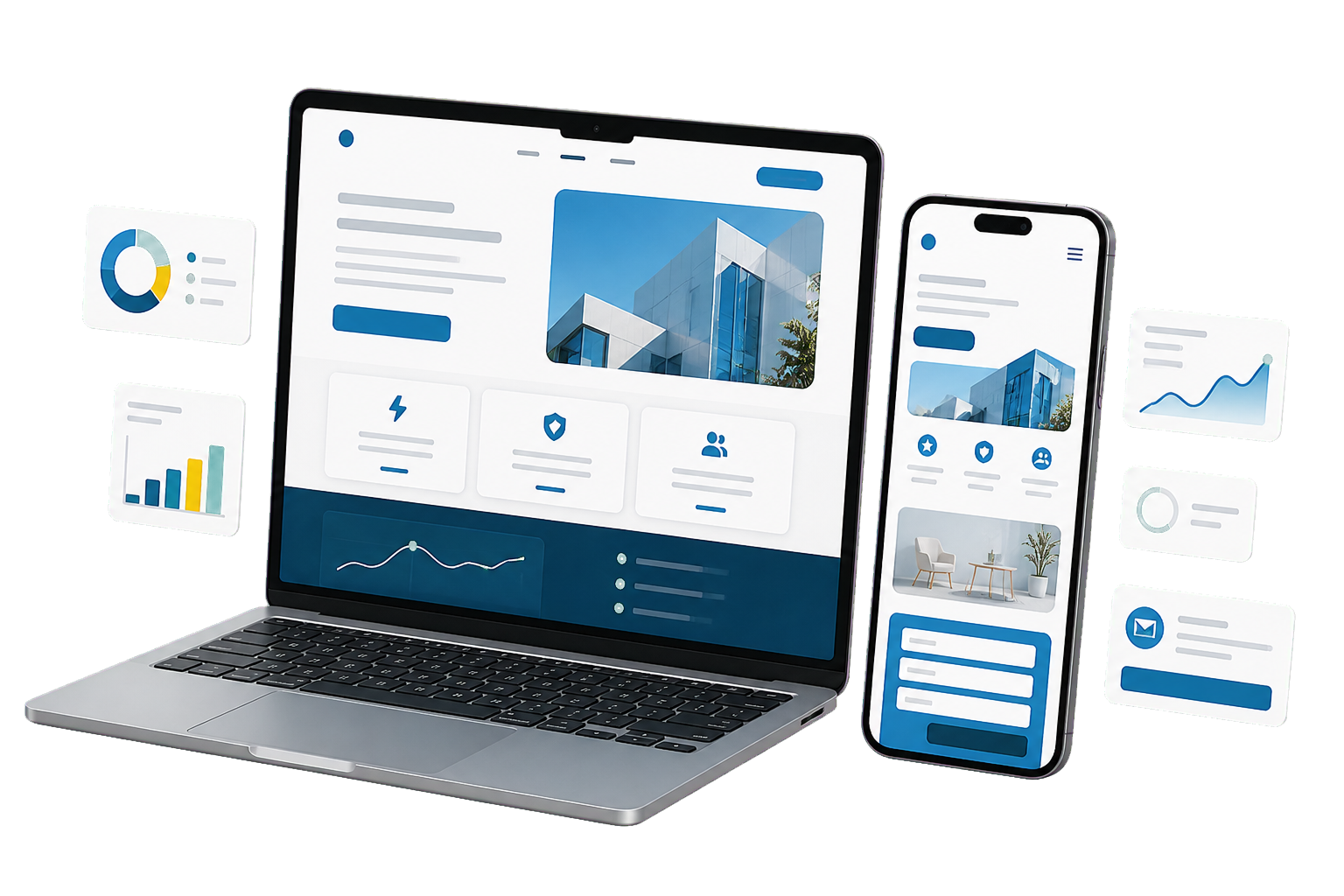 Generated website development hero cutout